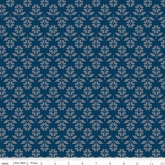 RB Denim & Daisy Flowers Oxford Blue