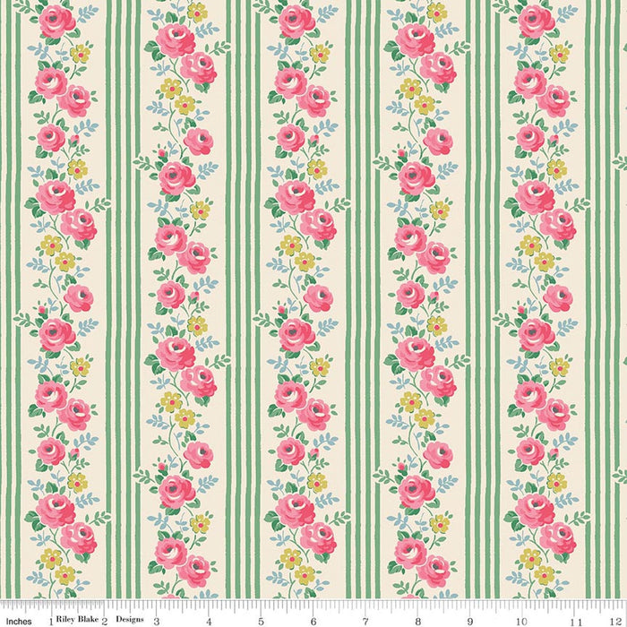 Cath Kidston® Signature Collection Stripe Green Quilt Fabric