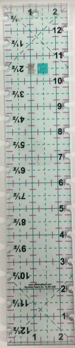 Classi Creations 2 1/2" x 13" Notched Acrylic Grip Ruler With Grid Lines