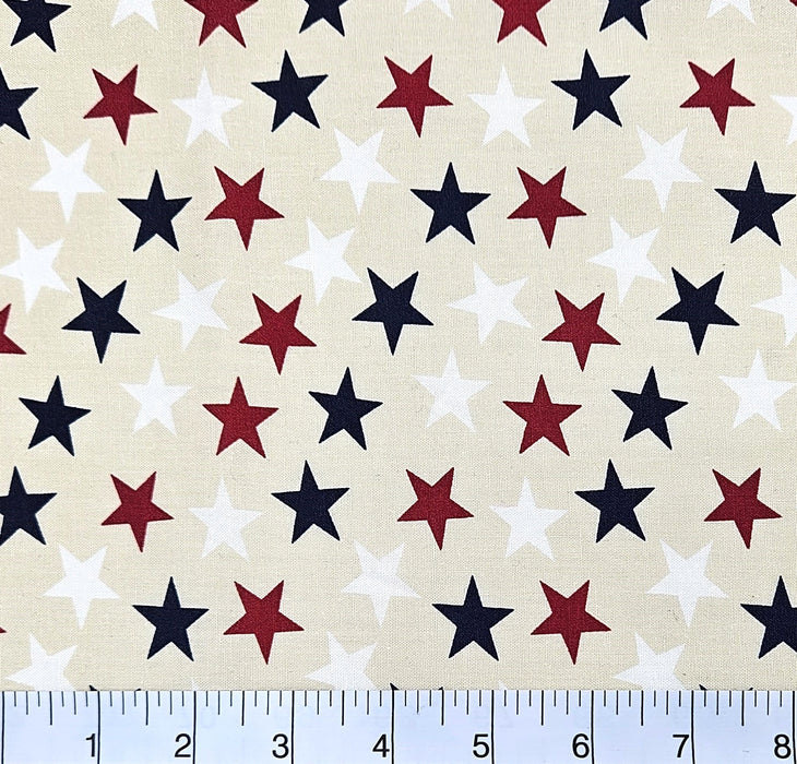 3-Yard Pack - Patriotic Stars 108" Supreme Backings - Large Stars on Cream