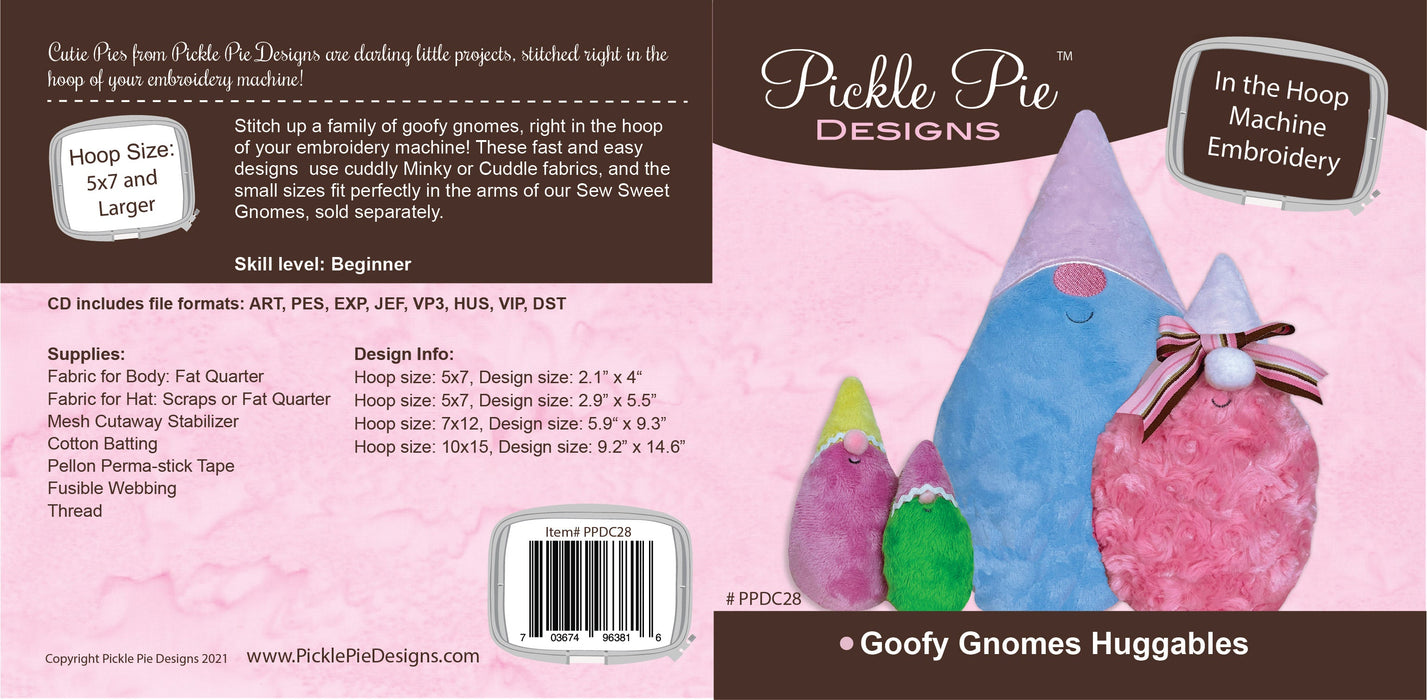 Goofy Gnomes Softies In the Hoop Embroidery Design Collection