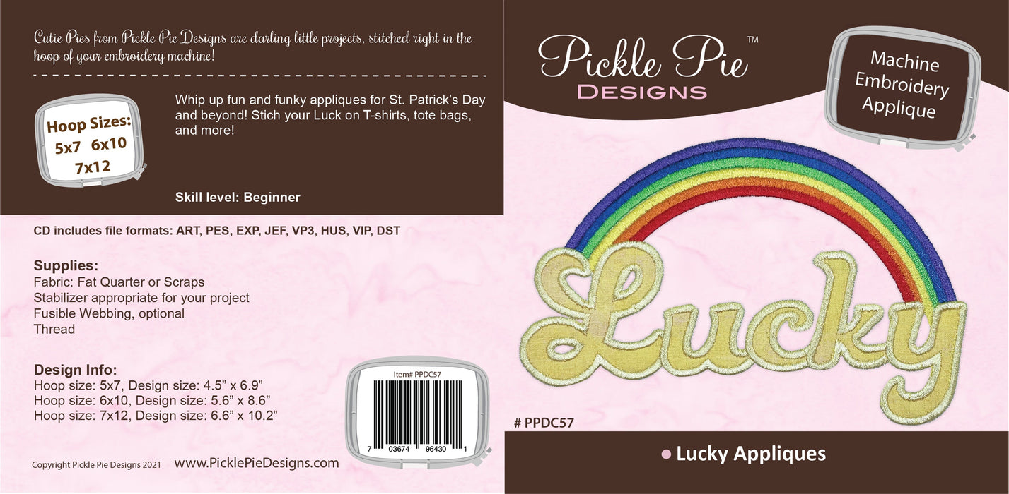 Lucky Applique In the Hoop Machine Embroidery Design Set