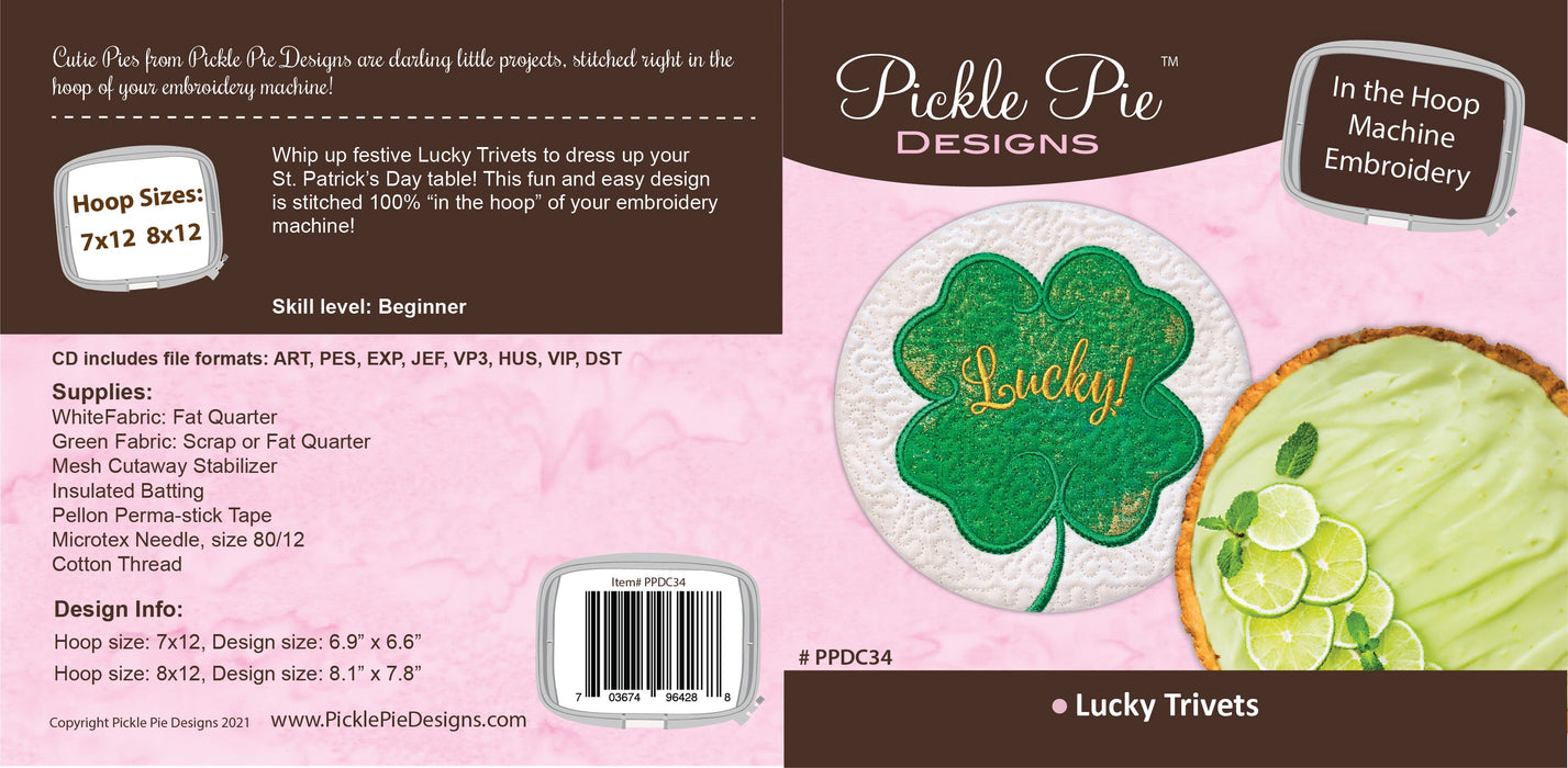 Lucky Trivets In the Hoop Embroidery Design Collection