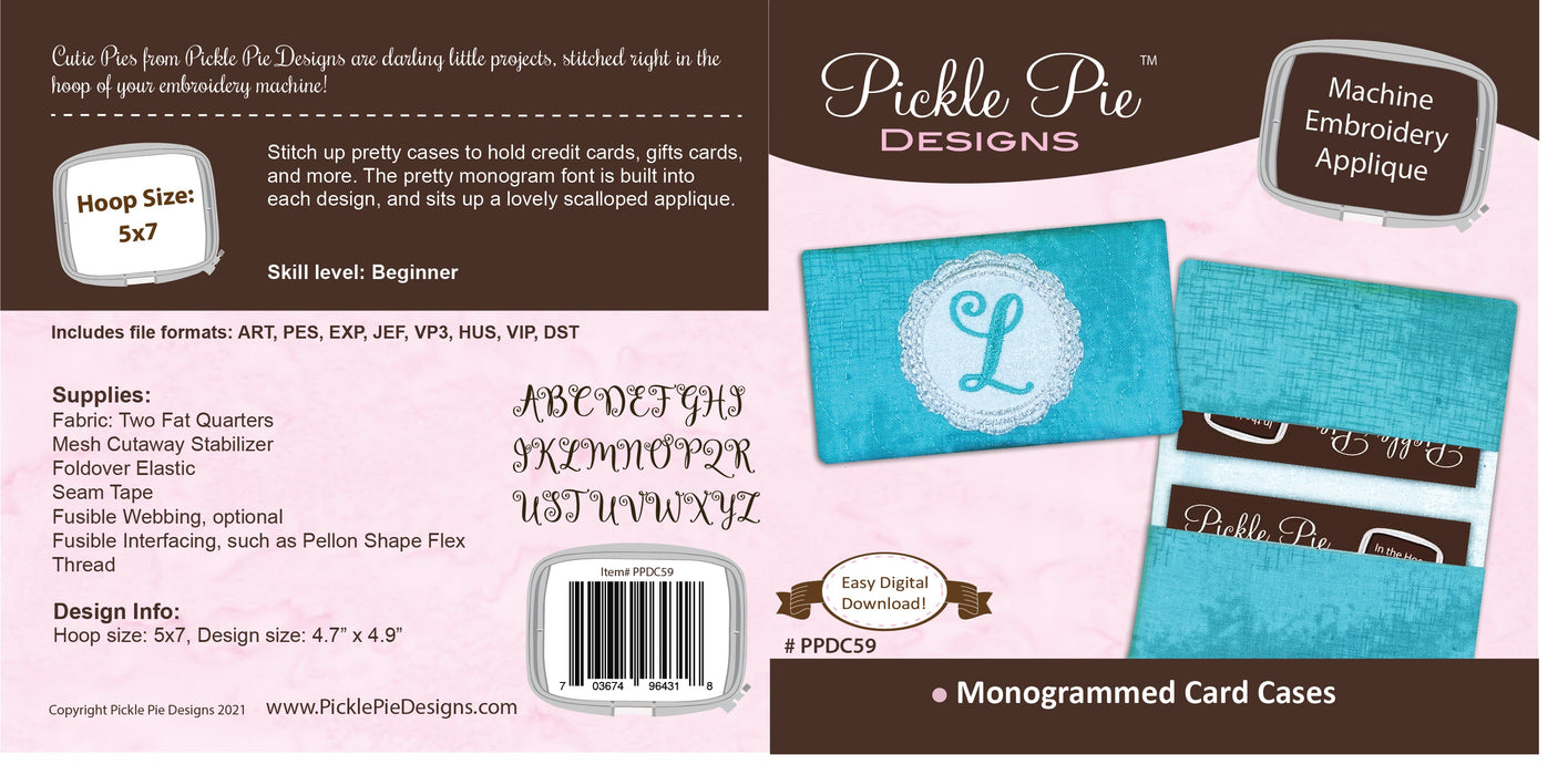 Monogrammed Card Holders In the Hoop Machine Embroidery Design Set