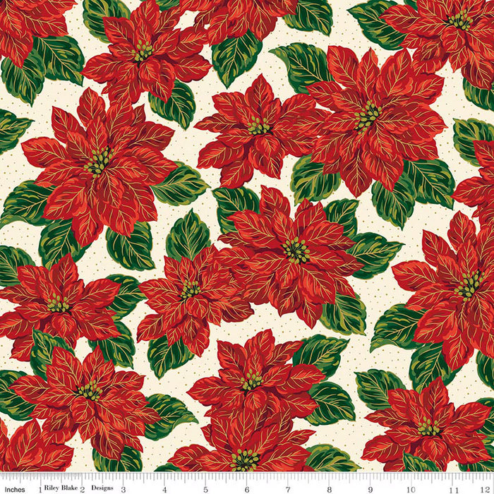 RB Main Cream Foil - Poinsettias at Christmas