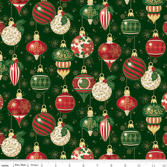 RB Ornaments Green Foil - Poinsettias at Christmas