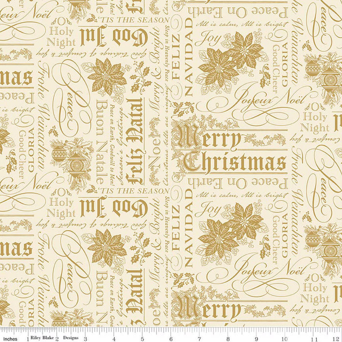 RB Text Cream Foil - Poinsettias at Christmas
