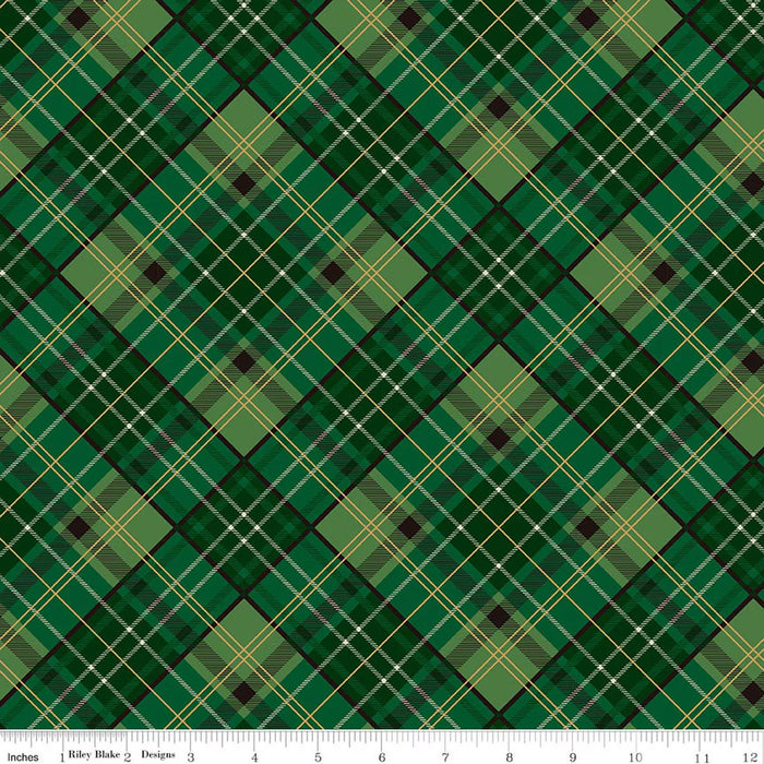 RB Plaid Green Foil - Poinsettias at Christmas