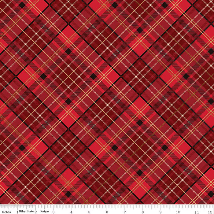RB Plaid Red Foil - Poinsettias at Christmas