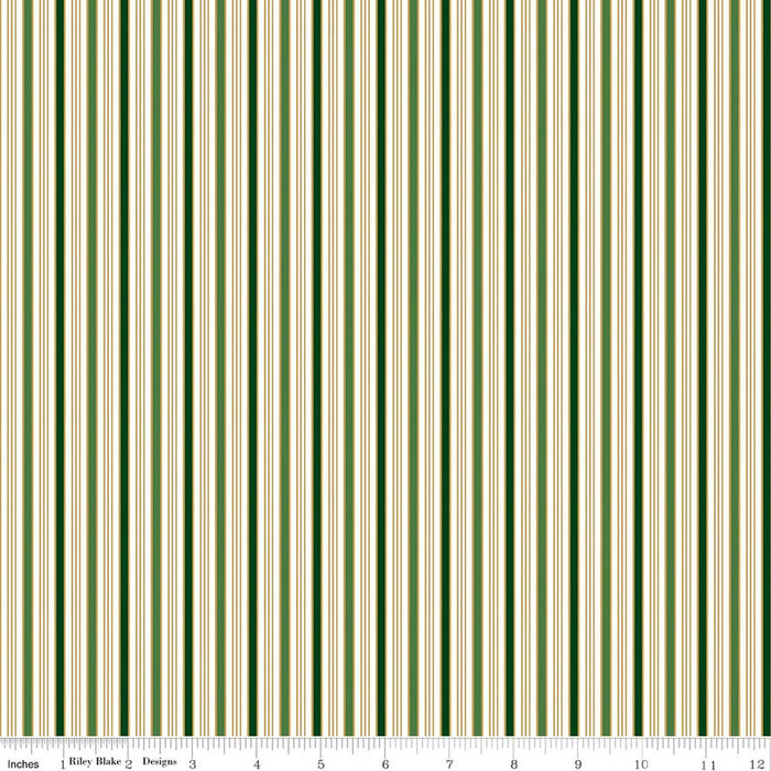 RB Stripe Green Foil - Poinsettias at Christmas