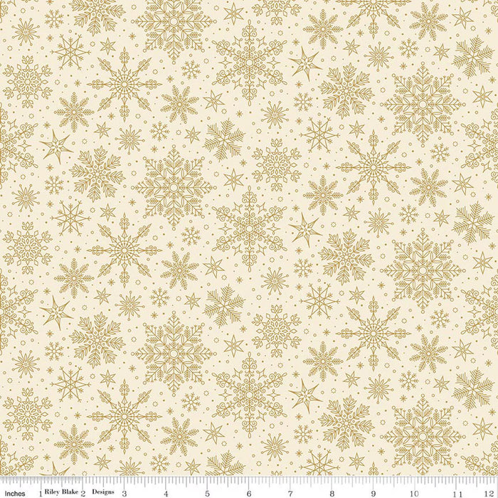 RB Snowflakes Cream Foil - Poinsettias at Christmas