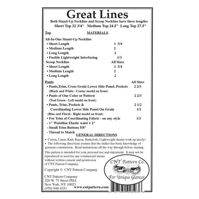 CNT Great Lines Top & Pants Pattern