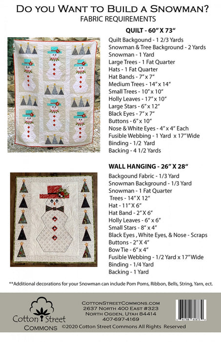 Do You Want to Sew A Snowman? Quilt Pattern