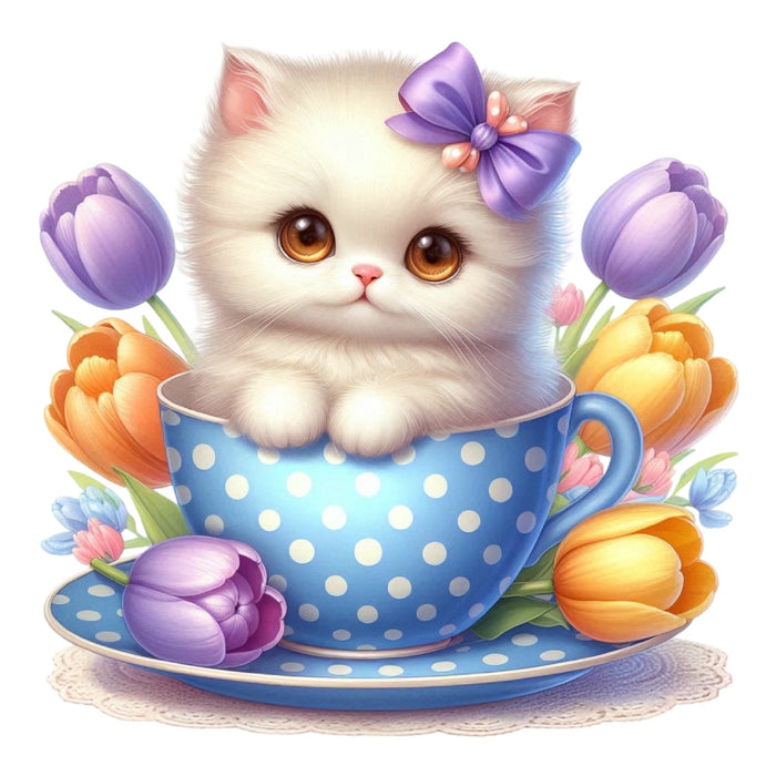Cats in Tea Cups Fabric Panel 15