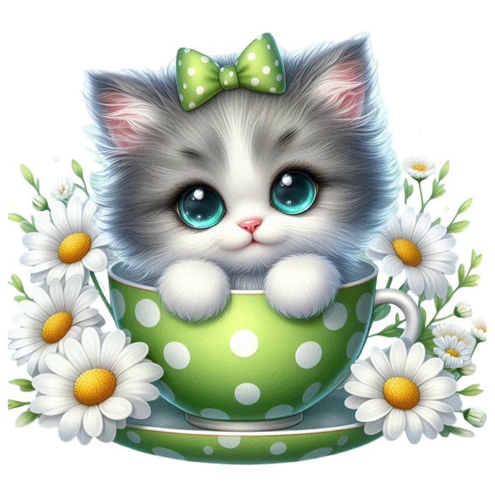 Cats in Tea Cups Fabric Panel 1
