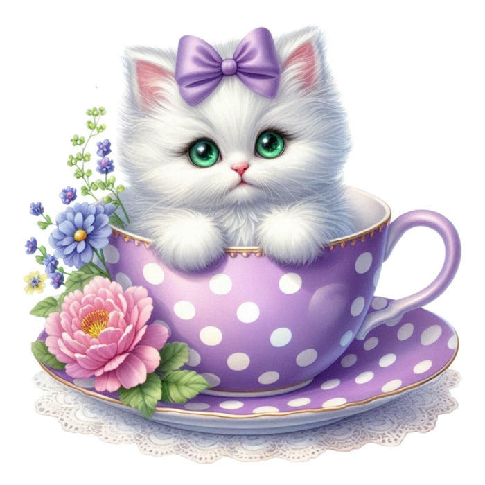 Cats in Tea Cups Fabric Panel 21