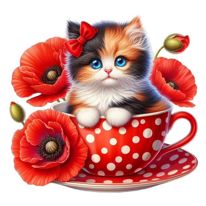 Cats in Tea Cups Fabric Panel 29