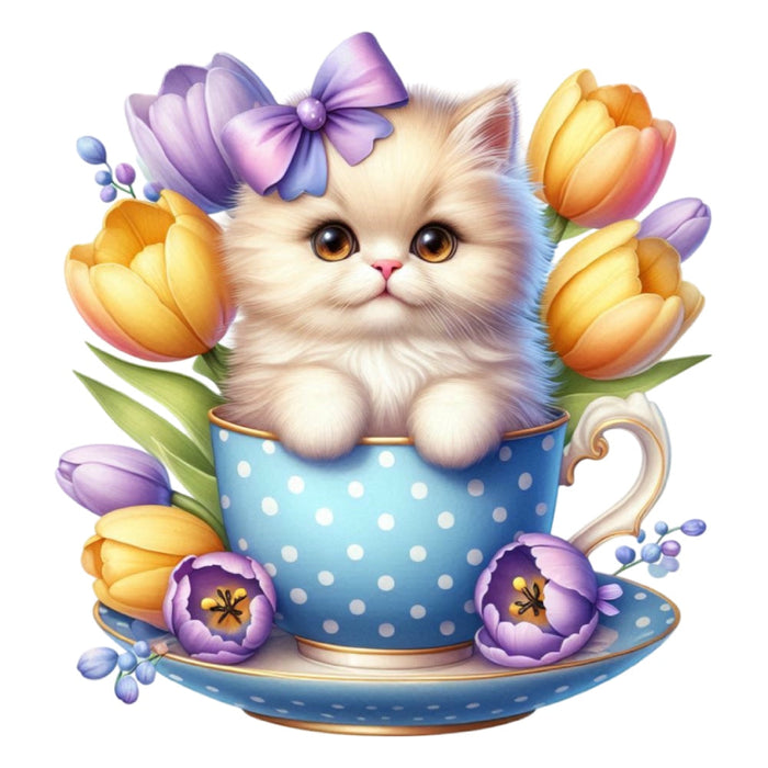 Cats in Tea Cups Fabric Panel 2