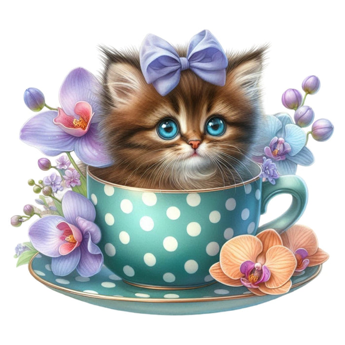 Cats in Tea Cups Fabric Panel 3