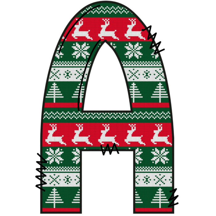 Christmas Sweaters Letter A Fabric Panel