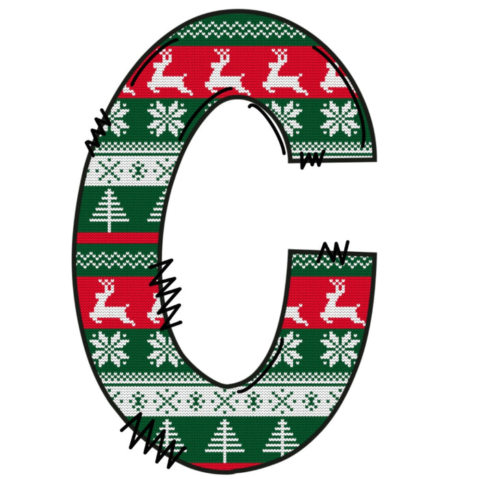 Christmas Sweaters Letter C Fabric Panel