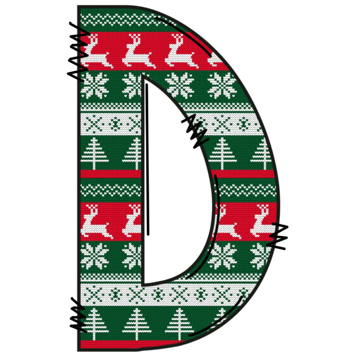 Christmas Sweaters Letter D Fabric Panel