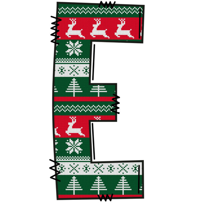 Christmas Sweaters Letter E Fabric Panel