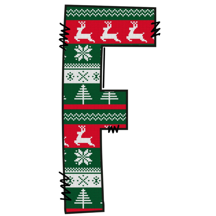 Christmas Sweaters Letter F Fabric Panel