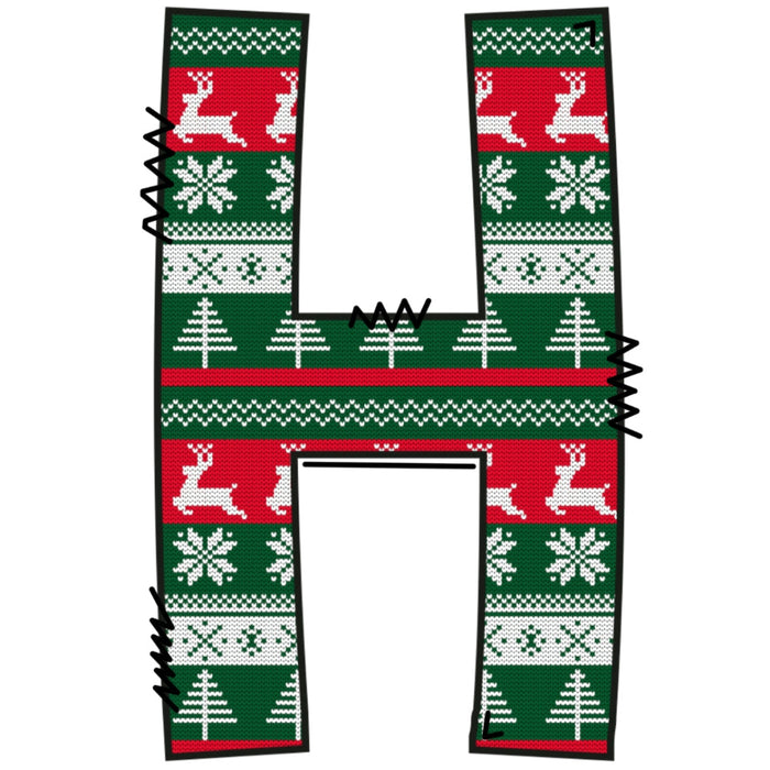 Christmas Sweaters Letter H Fabric Panel