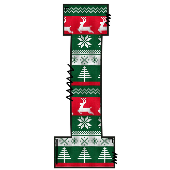 Christmas Sweaters Letter I Fabric Panel