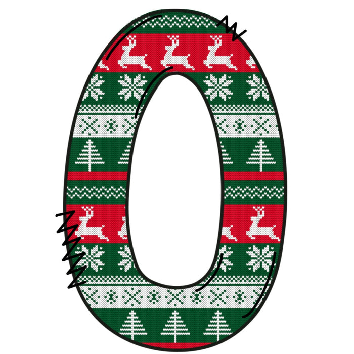 Christmas Sweaters Letter O Fabric Panel