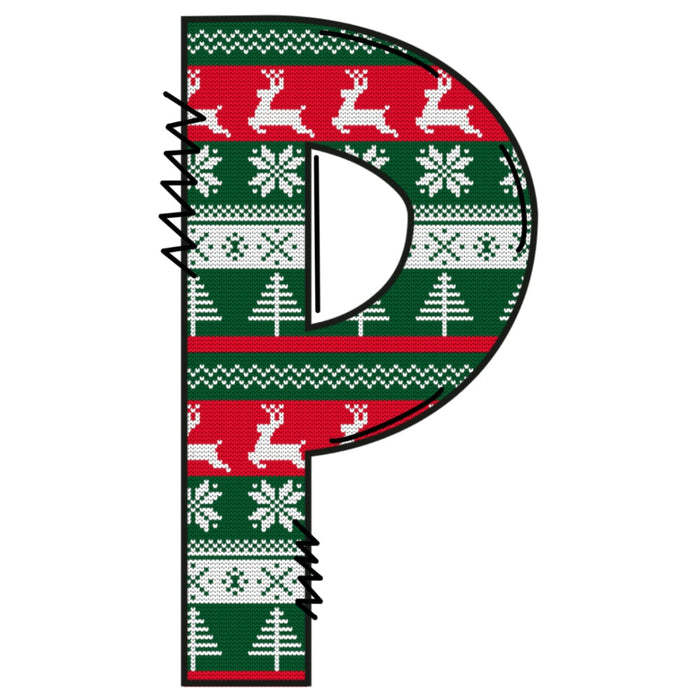 Christmas Sweaters Letter P Fabric Panel