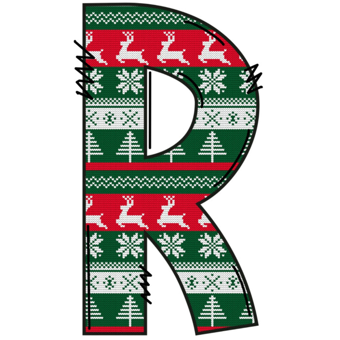 Christmas Sweaters Letter R Fabric Panel
