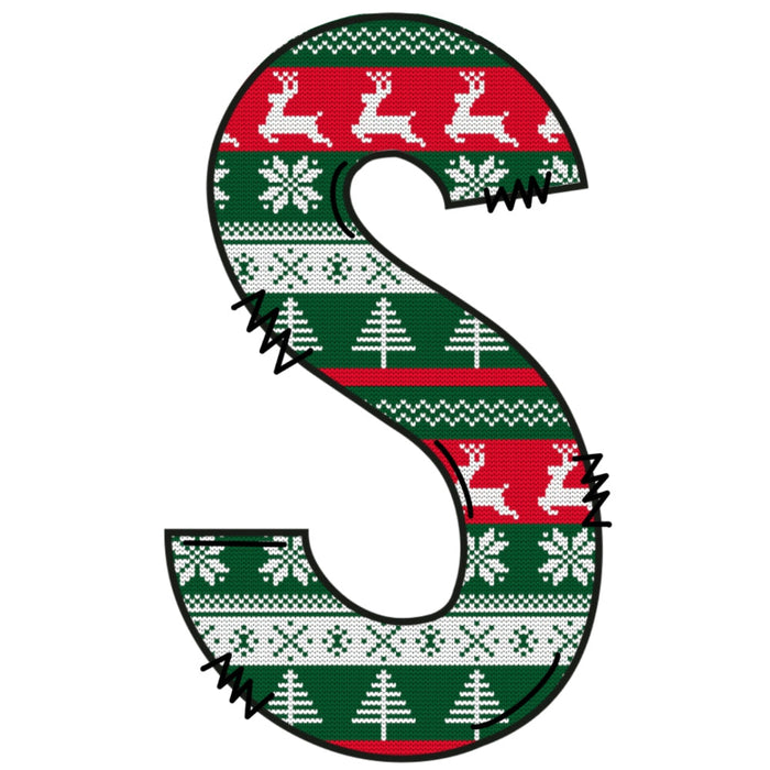 Christmas Sweaters Letter S Fabric Panel