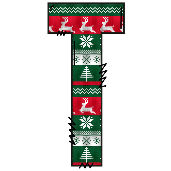 Christmas Sweaters Letter T Fabric Panel