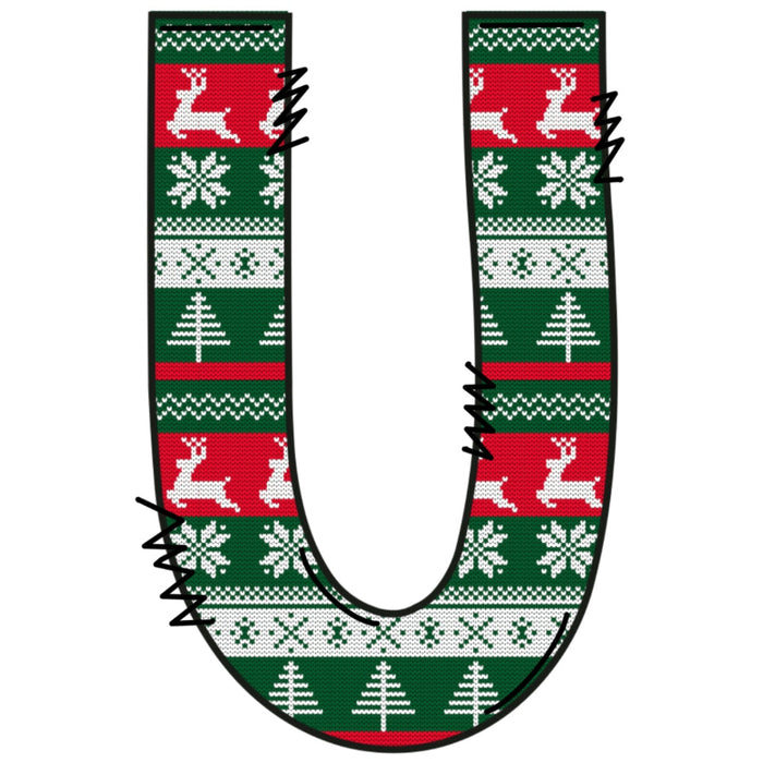 Christmas Sweaters Letter U Fabric Panel