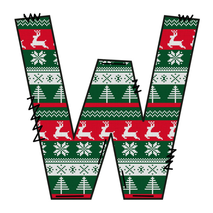 Christmas Sweaters Letter W Fabric Panel