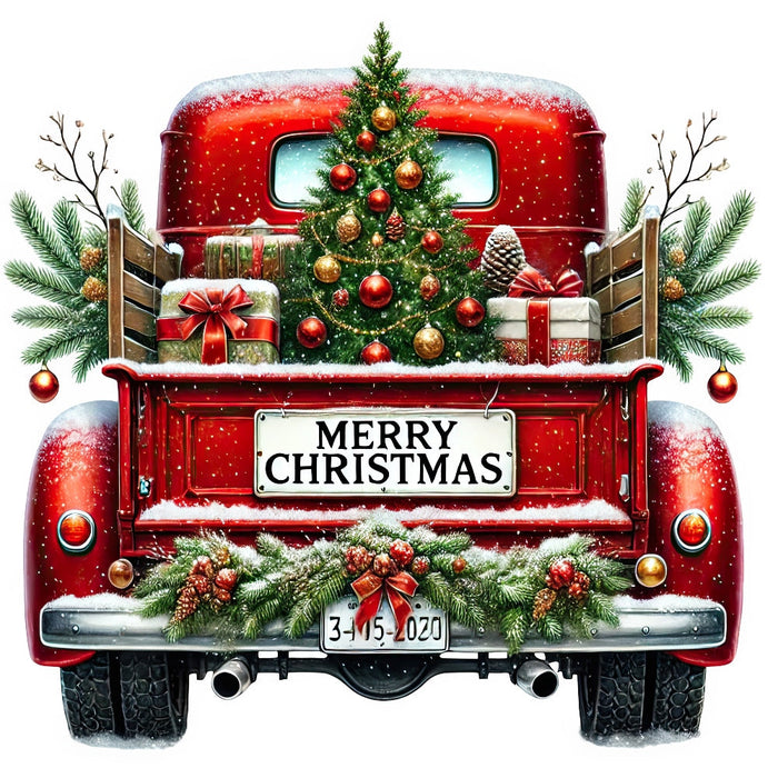 Christmas Trucks Fabric Panel 1