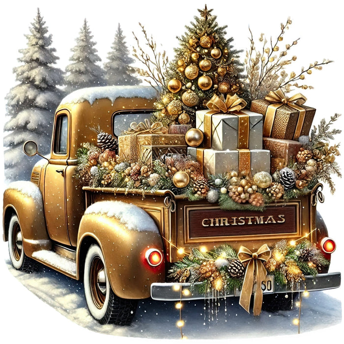 Christmas Trucks Fabric Panel 3