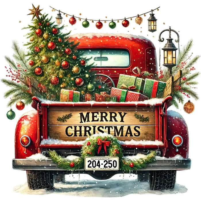 Christmas Trucks Fabric Panel 4
