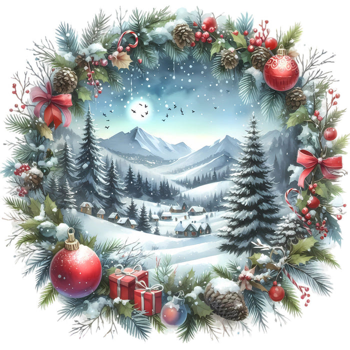 Christmas Winter Scene 11 Fabric Panel