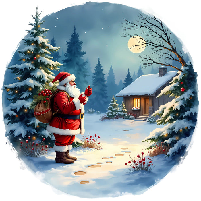 Christmas Winter Scene 1 Fabric Panel