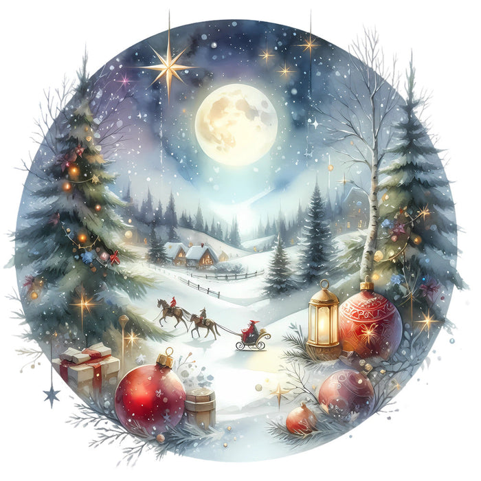 Christmas Winter Scene 21 Fabric Panel