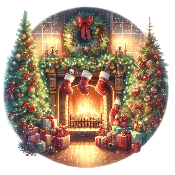 Christmas Winter Scene 26 Fabric Panel