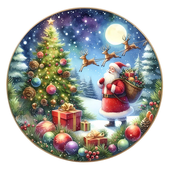 Christmas Winter Scene 4 Fabric Panel