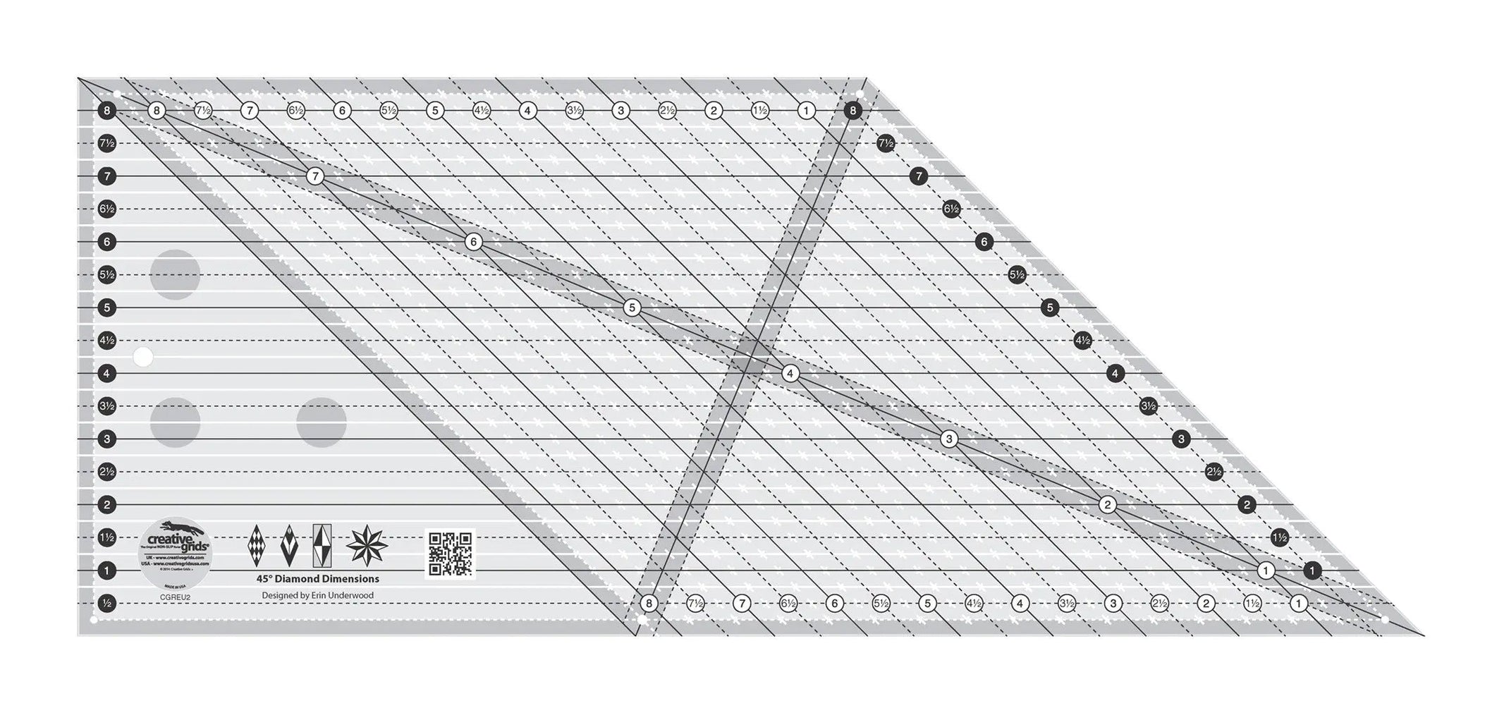 Creative Grids 45 Degree Diamond Dimensions Quilt Ruler — High Country ...