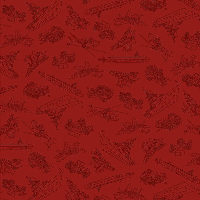 Crimson Military Convoy Path to Freedom Cotton 44"/45" Fabric Per Yard