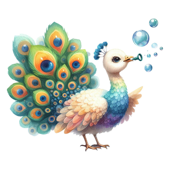 Cute Adorable Peacocks Fabric Panel 12