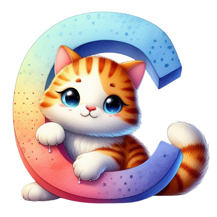 Cute Cats Letter C Fabric Panel