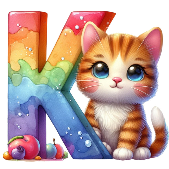 Cute Cats Letter K Fabric Panel
